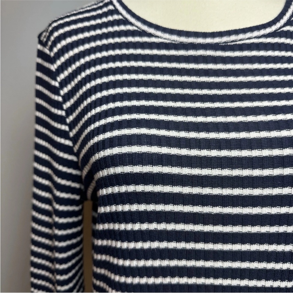 Michael Kors Knit Sweater Dress Navy White Stripe Classic Size L - Picture 2 of 13
